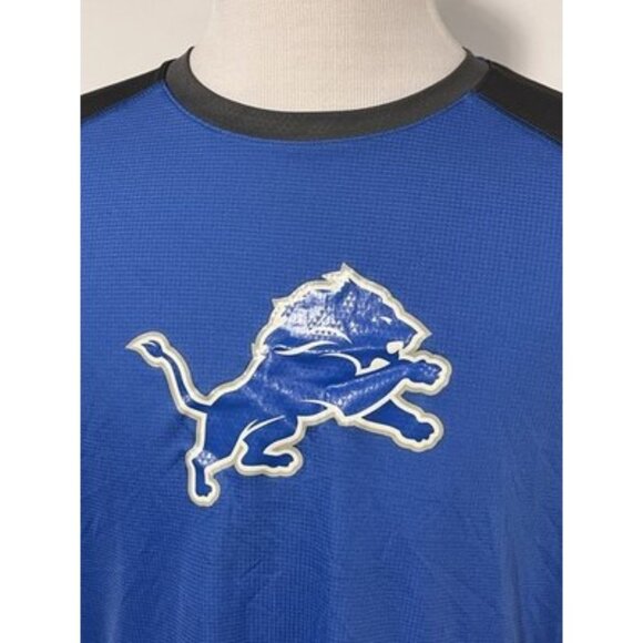 Large Detroit Lions NFL Team Apparel TX3 Cool T Shirt Blue Gray Logo Stained - Picture 2 of 11